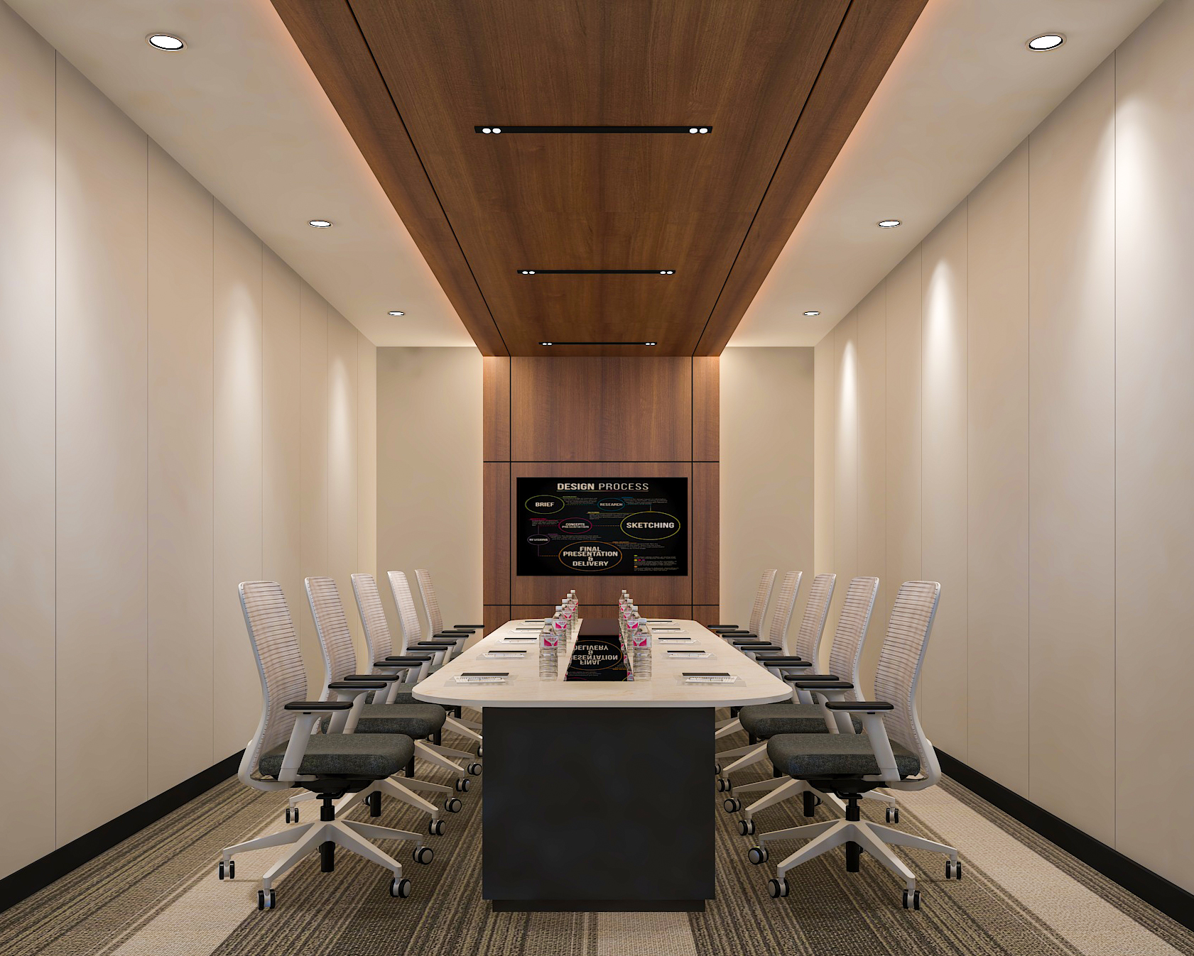 Modern conference room at Bansal Tower with presentation screen