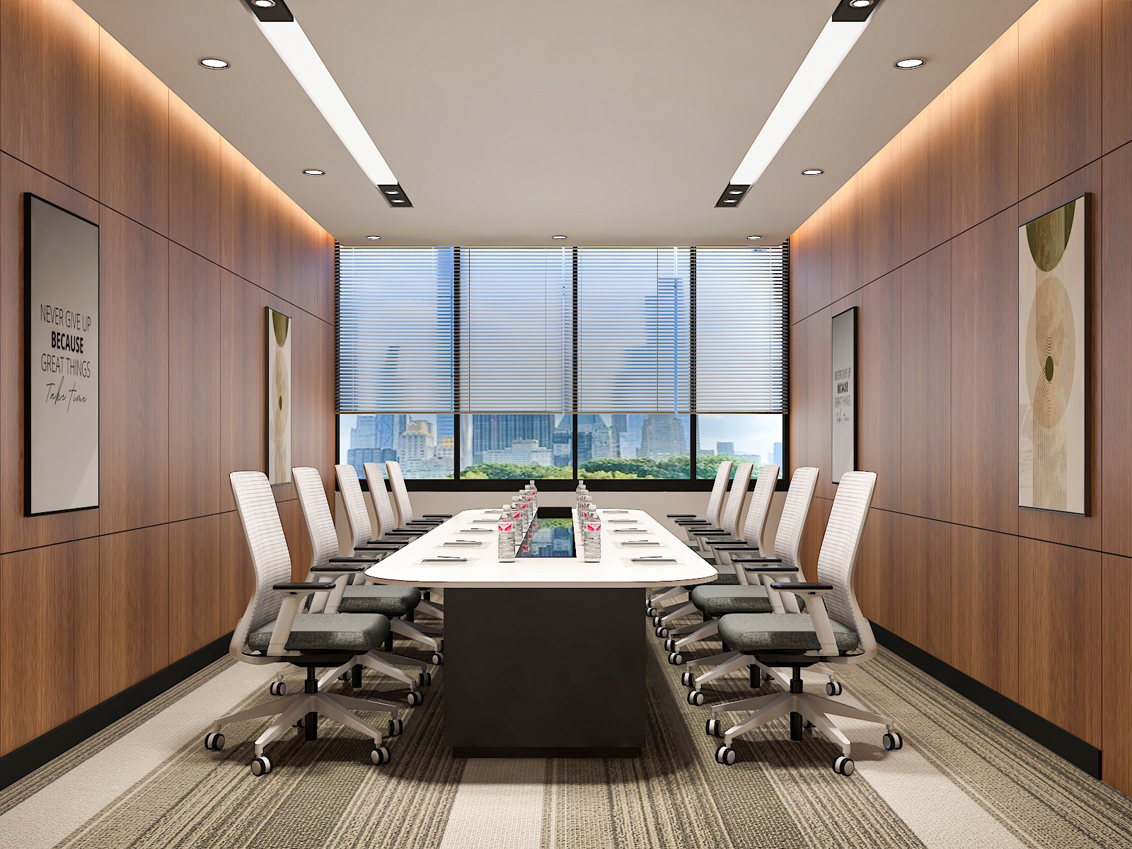 Conference room interior design with executive seating
