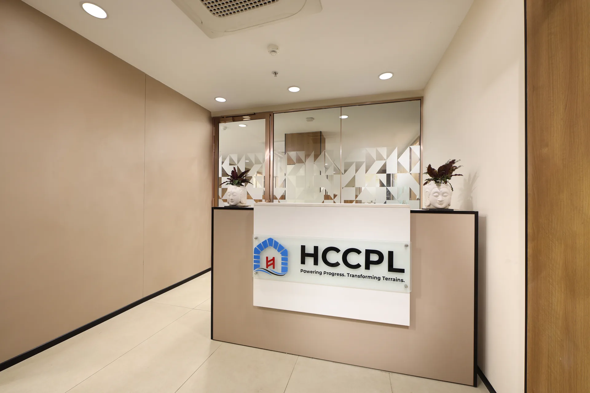 Himalaya Construction corporate office reception with modern clean design aesthetic