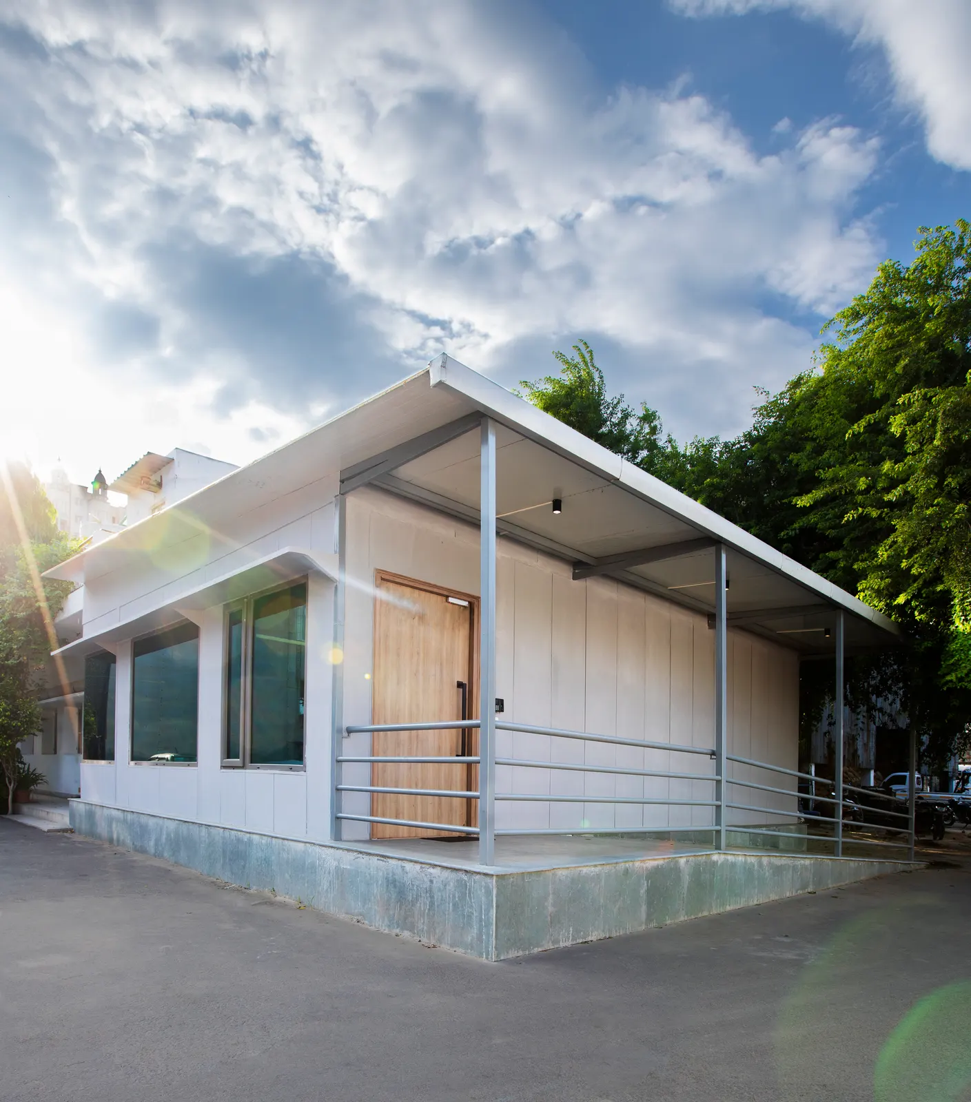 Imperial Malts single-storey pre-engineered office building in Sector 49, Gurugram, with a steel canopy and ramp
