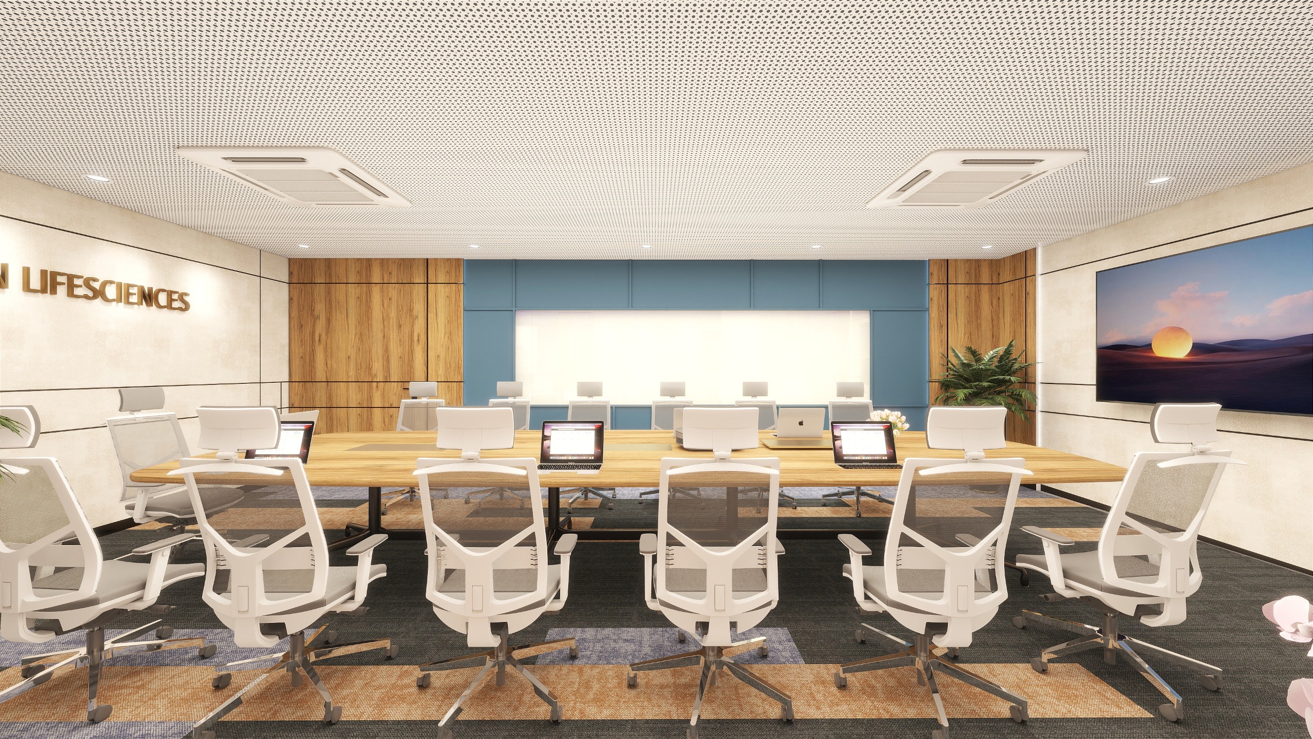 Premium conference room interior with modern lighting
