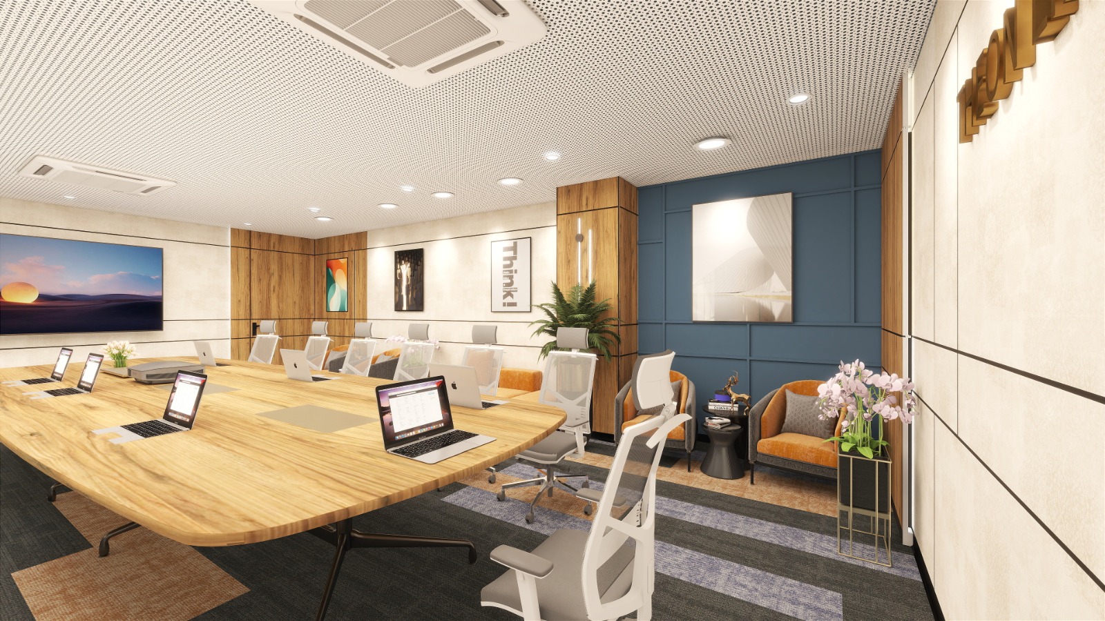 Boardroom seating arrangement at Theon corporate office